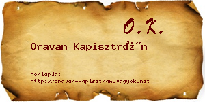 Oravan Kapisztrán névjegykártya